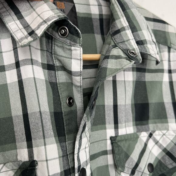 511 Tactical Series Men's Small Long Sleeve Snap Button Shirt Green/Black Plaid - Picture 8 of 8